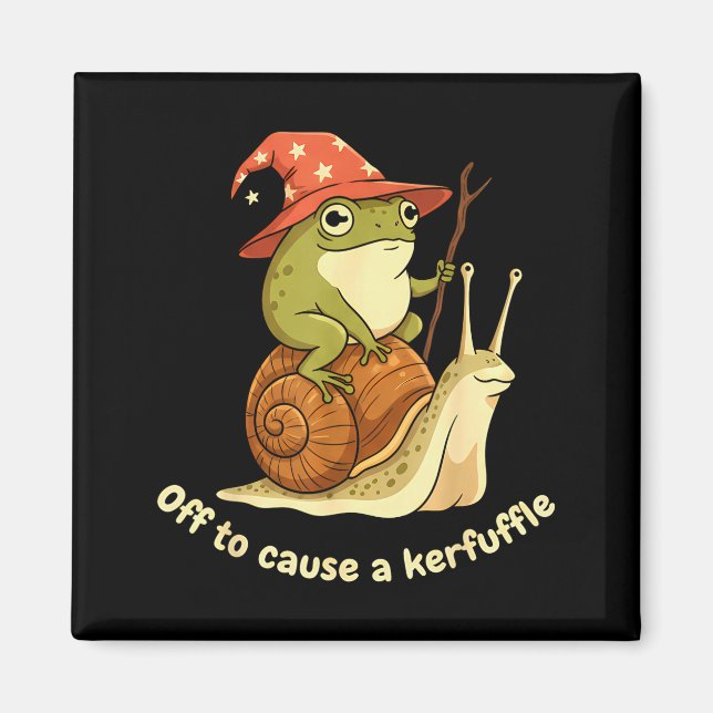 Off To Cause A Kerfuffle Funny Cowboy Frog Meme  Magnet (Front)
