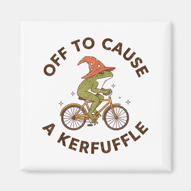 Off To Cause A Kerfuffle Funny Cowboy Frog Meme  Magnet (Front)