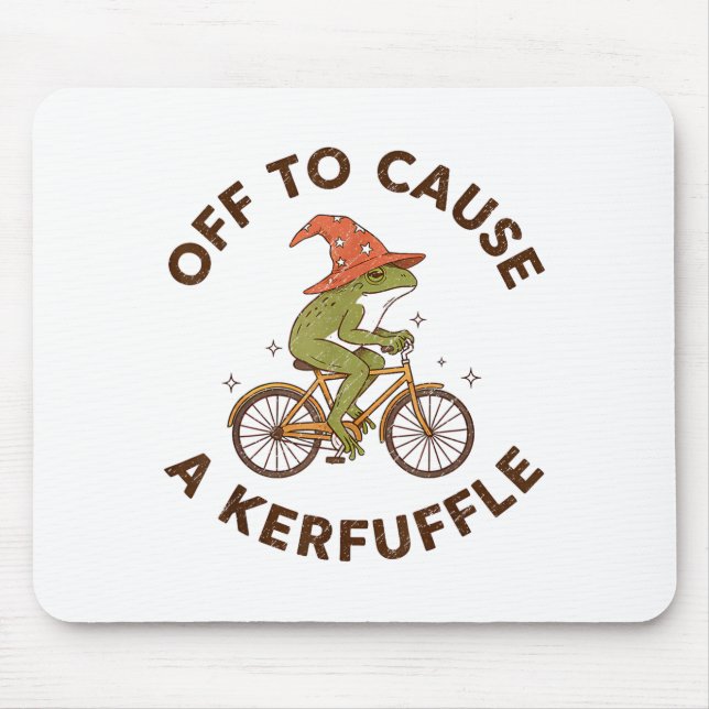 Off To Cause A Kerfuffle Funny Cowboy Frog Meme  Mouse Pad (Front)