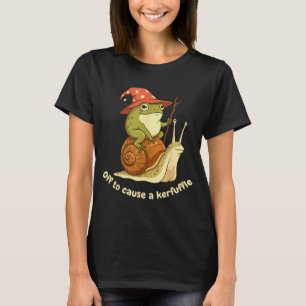 Off To Cause A Kerfuffle Funny Cowboy Frog Meme T-Shirt