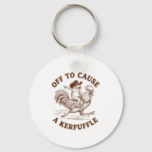 Off To Cause A Kerfuffle Funny Cowboy Frog Riding Key Ring