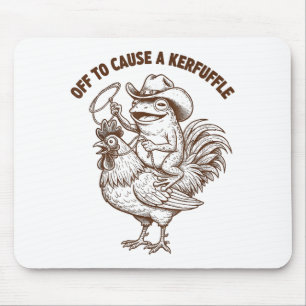 Off To Cause A Kerfuffle Funny Cowboy Frog Riding Mouse Pad