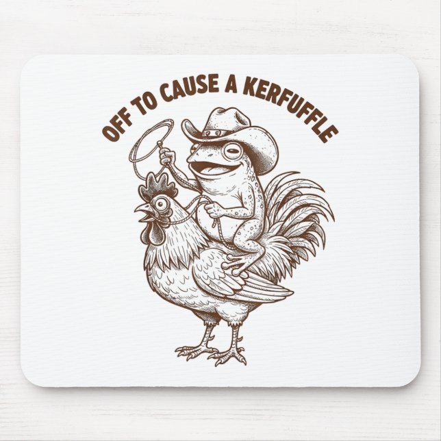 Off To Cause A Kerfuffle Funny Cowboy Frog Riding  Mouse Pad (Front)