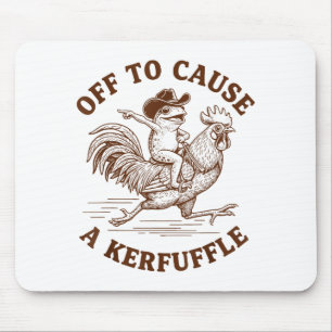 Off To Cause A Kerfuffle Funny Cowboy Frog Riding Mouse Pad