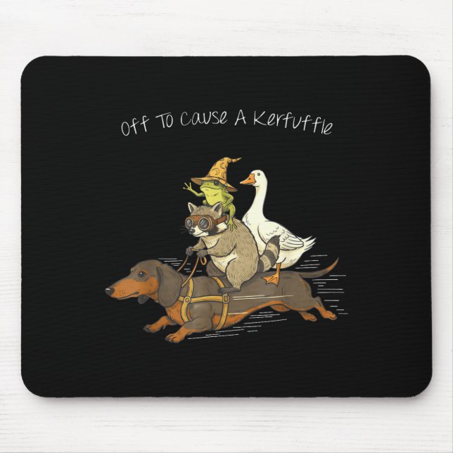 Off to Cause A Kerfuffle Funny Dachshund Frog Mouse Pad (Front)