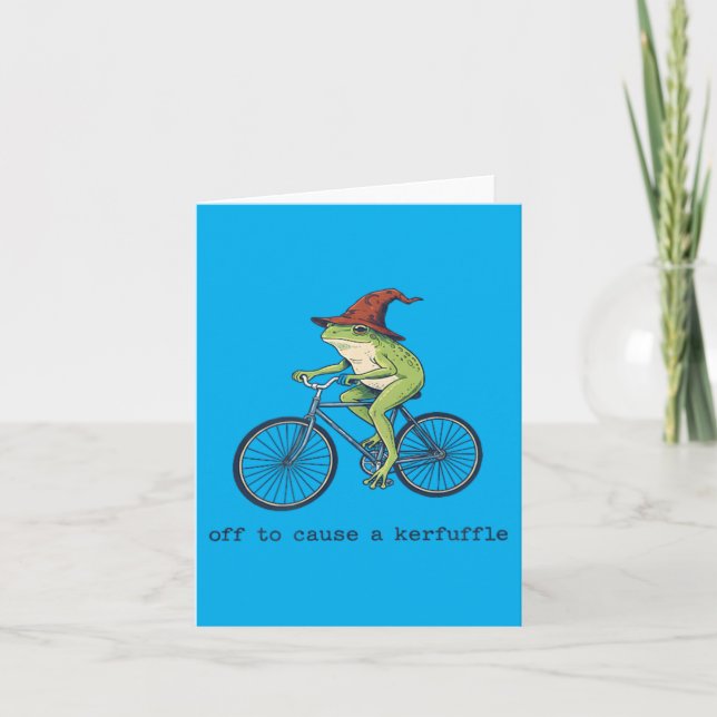 Off To Cause A Kerfuffle Funny Frog Card (Front)