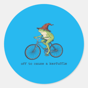 Off To Cause A Kerfuffle Funny Frog Classic Round Sticker