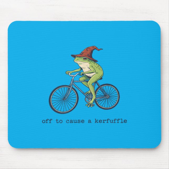Off To Cause A Kerfuffle Funny Frog Mouse Pad (Front)