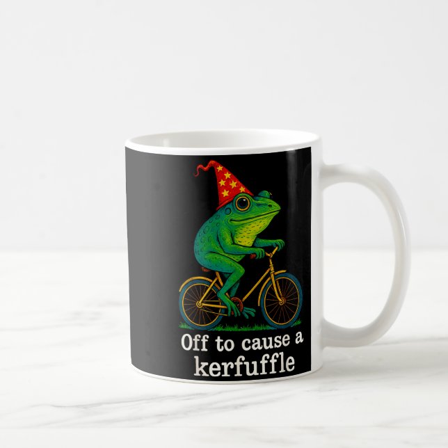 Off To Cause A Kerfuffle Funny Frog Wizard Bicycle Coffee Mug (Right)
