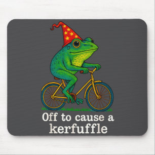 Off To Cause A Kerfuffle Funny Frog Wizard Bicycle Mouse Pad