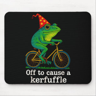 Off To Cause A Kerfuffle Funny Frog Wizard Bicycle Mouse Pad