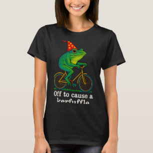 Off To Cause A Kerfuffle Funny Frog Wizard Bicycle T-Shirt
