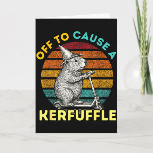 Off To Cause A Kerfuffle Funny Groundhog Riding Sc Card