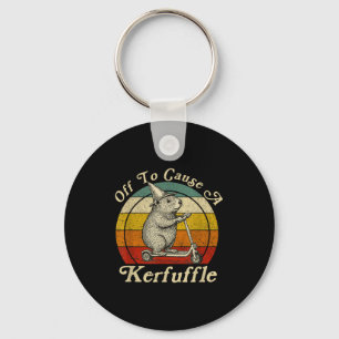 Off To Cause A Kerfuffle Funny Groundhog Riding Sc Key Ring