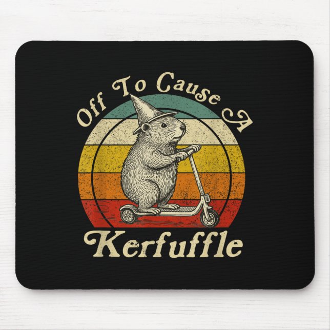 Off To Cause A Kerfuffle Funny Groundhog Riding Sc Mouse Pad (Front)