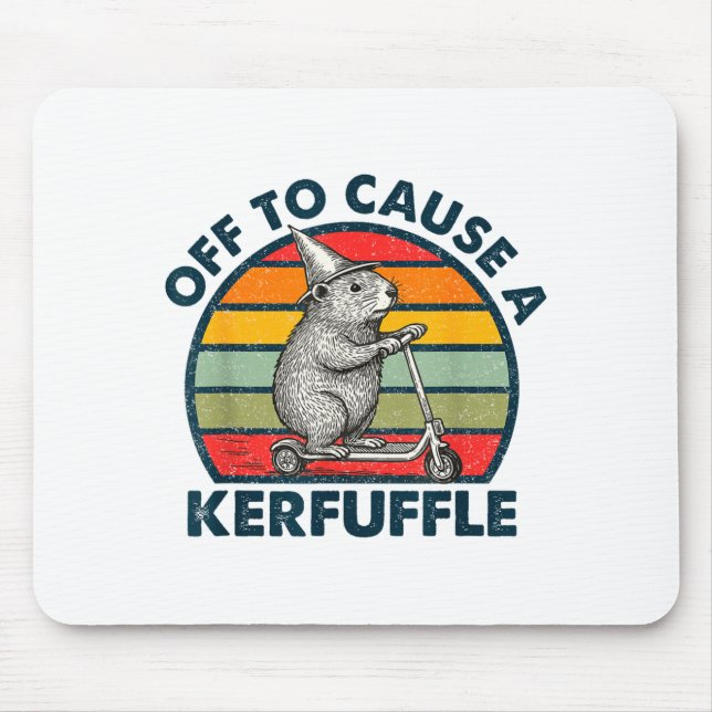 Off To Cause A Kerfuffle Funny Groundhog Riding Sc Mouse Pad (Front)