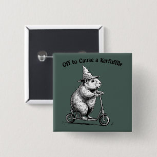 Off To Cause A Kerfuffle Funny Groundhog Scooter  15 Cm Square Badge
