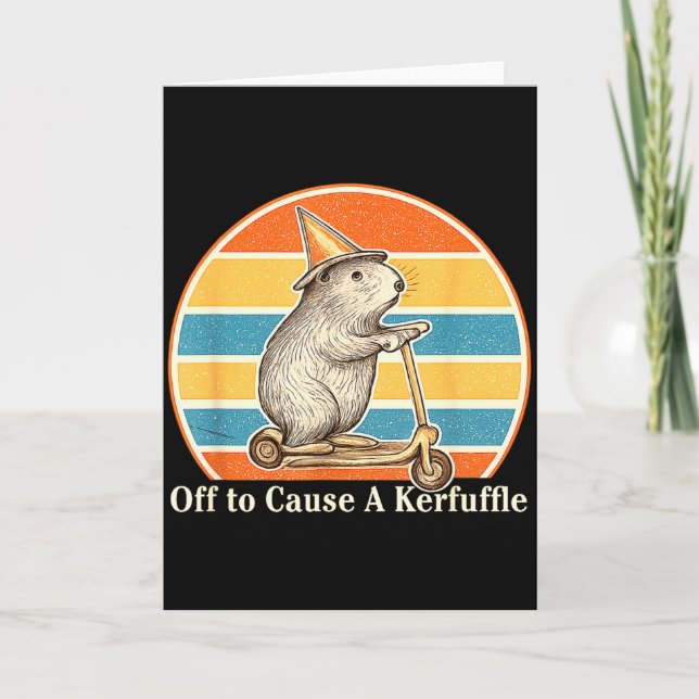 Off To Cause A Kerfuffle Funny Groundhog Scooter C Card (Front)