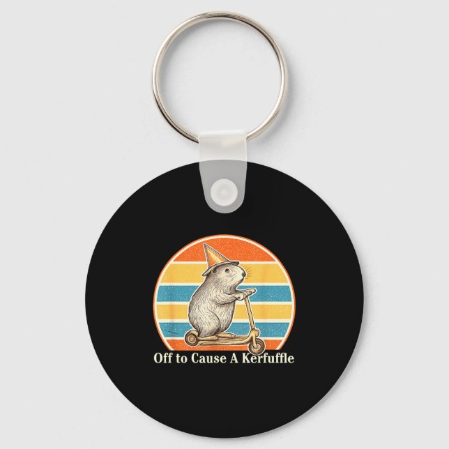 Off To Cause A Kerfuffle Funny Groundhog Scooter C Key Ring (Front)