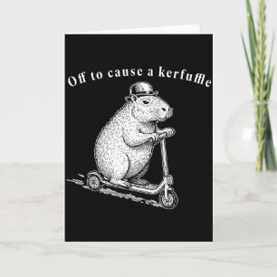 Off To Cause A Kerfuffle, Funny Groundhog Scooter Card