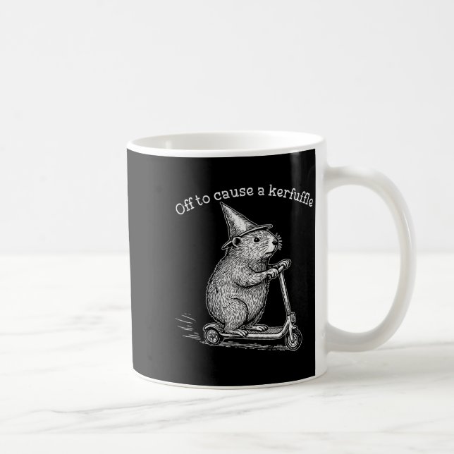 Off To Cause A Kerfuffle, Funny Groundhog Scooter  Coffee Mug (Right)