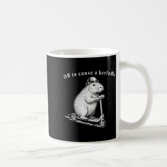 Off To Cause A Kerfuffle, Funny Groundhog Scooter  Coffee Mug (Right)