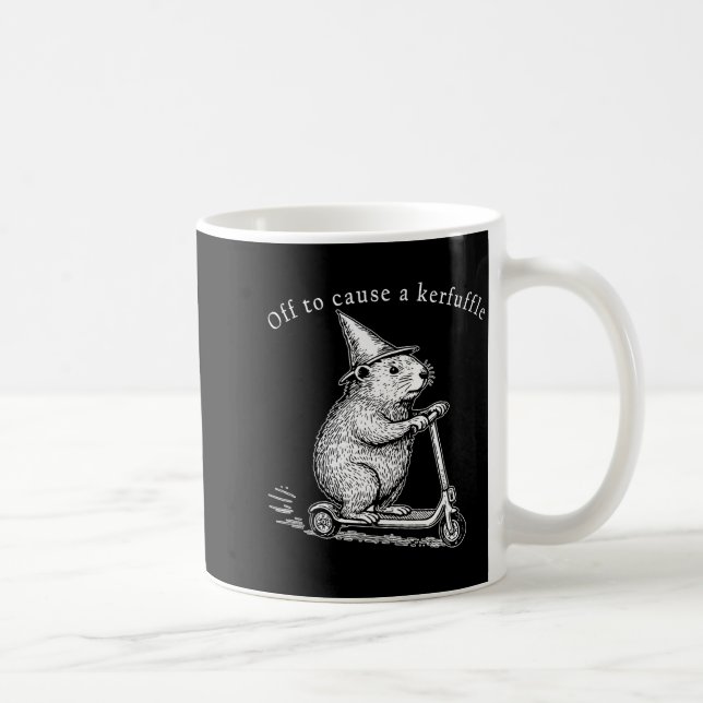 Off To Cause A Kerfuffle, Funny Groundhog Scooter  Coffee Mug (Right)