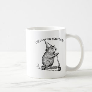 Off To Cause A Kerfuffle, Funny Groundhog Scooter  Coffee Mug