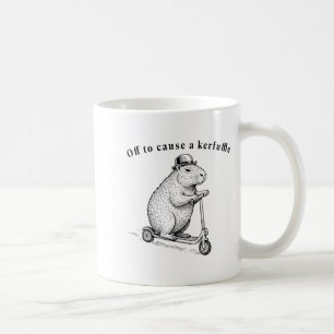 Off To Cause A Kerfuffle, Funny Groundhog Scooter Coffee Mug