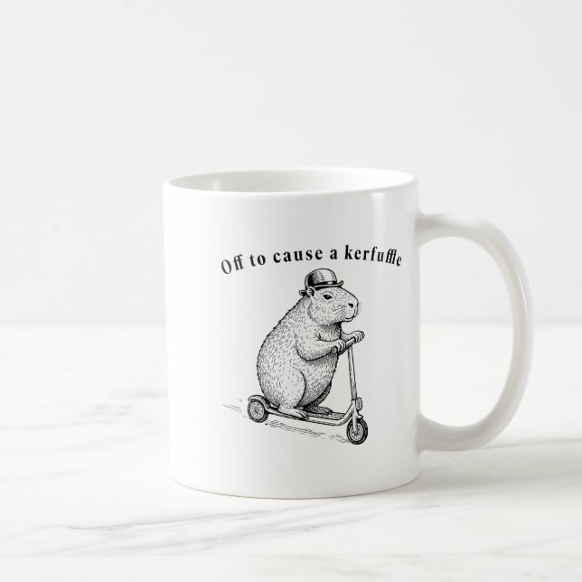 Off To Cause A Kerfuffle, Funny Groundhog Scooter  Coffee Mug (Right)