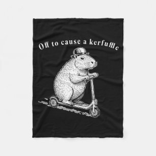 Off To Cause A Kerfuffle, Funny Groundhog Scooter Fleece Blanket