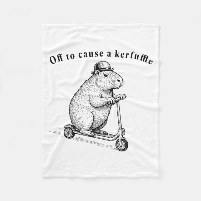 Off To Cause A Kerfuffle, Funny Groundhog Scooter  Fleece Blanket (Front)
