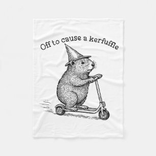 Off To Cause A Kerfuffle, Funny Groundhog Scooter Fleece Blanket