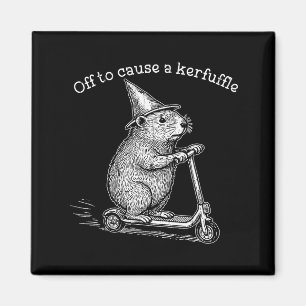 Off To Cause A Kerfuffle, Funny Groundhog Scooter Magnet
