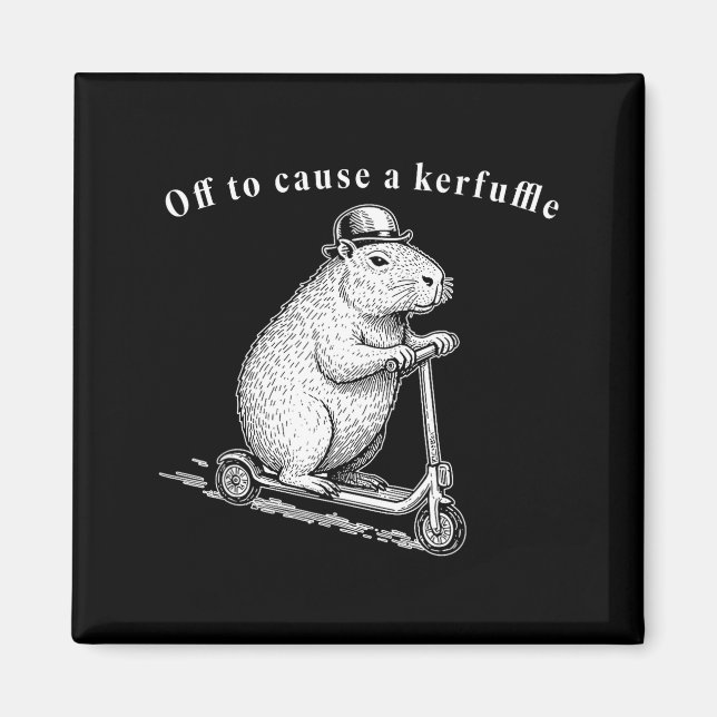 Off To Cause A Kerfuffle, Funny Groundhog Scooter  Magnet (Front)