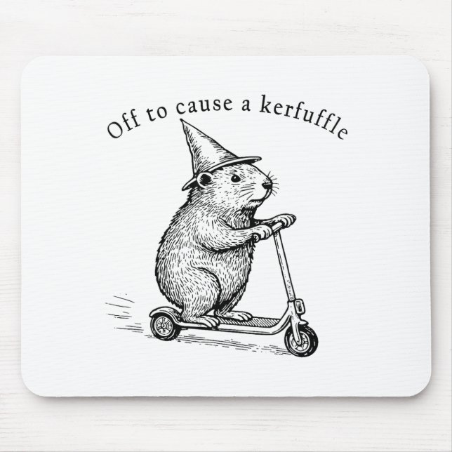 Off To Cause A Kerfuffle, Funny Groundhog Scooter  Mouse Pad (Front)