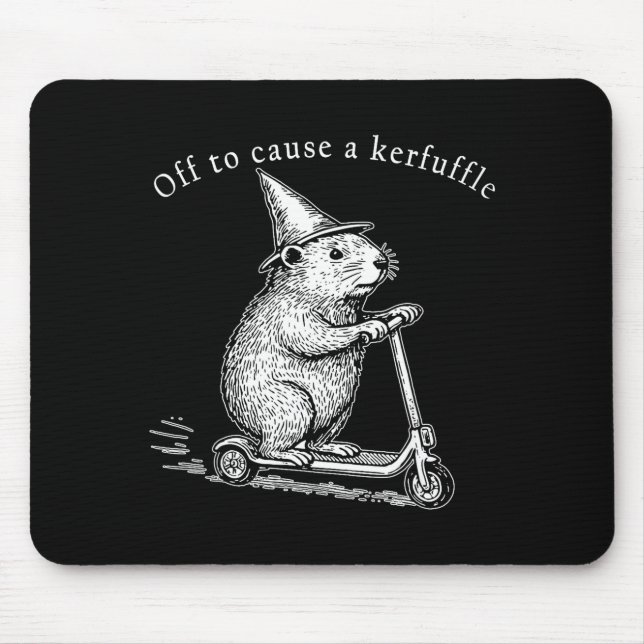 Off To Cause A Kerfuffle, Funny Groundhog Scooter  Mouse Pad (Front)