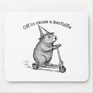 Off To Cause A Kerfuffle, Funny Groundhog Scooter Mouse Pad