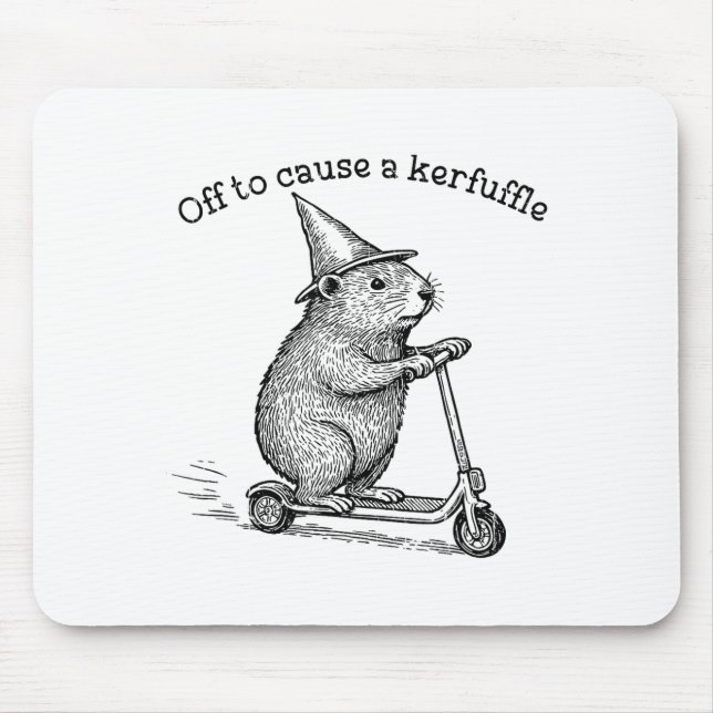Off To Cause A Kerfuffle, Funny Groundhog Scooter  Mouse Pad (Front)