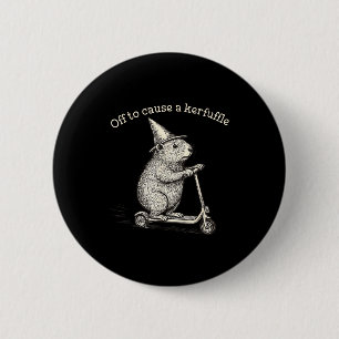 Off To Cause A Kerfuffle Funny Groundhog Scooter S 6 Cm Round Badge