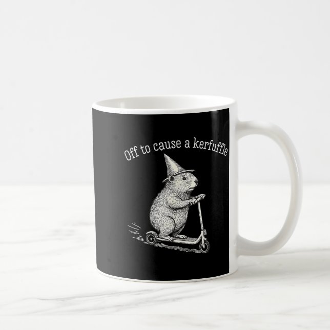 Off To Cause A Kerfuffle Funny Groundhog Scooter S Coffee Mug (Right)
