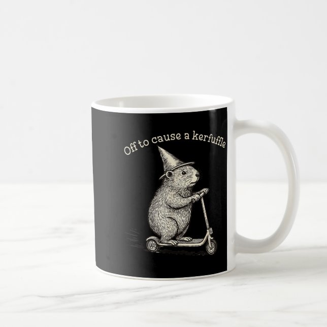 Off To Cause A Kerfuffle Funny Groundhog Scooter S Coffee Mug (Right)