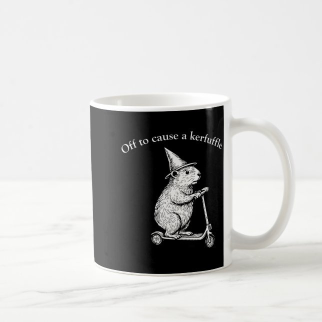 Off To Cause A Kerfuffle Funny Groundhog Scooter S Coffee Mug (Right)