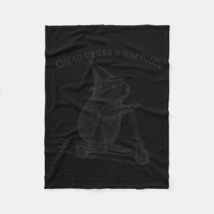 Off To Cause A Kerfuffle Funny Groundhog Scooter S Fleece Blanket