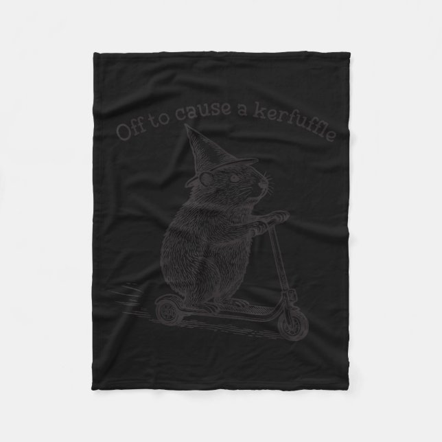 Off To Cause A Kerfuffle Funny Groundhog Scooter S Fleece Blanket (Front)