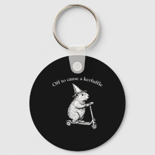 Off To Cause A Kerfuffle Funny Groundhog Scooter S Key Ring