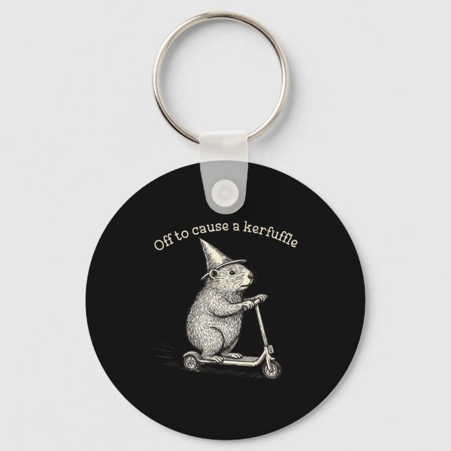 Off To Cause A Kerfuffle Funny Groundhog Scooter S Key Ring (Front)