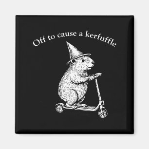 Off To Cause A Kerfuffle Funny Groundhog Scooter S Magnet