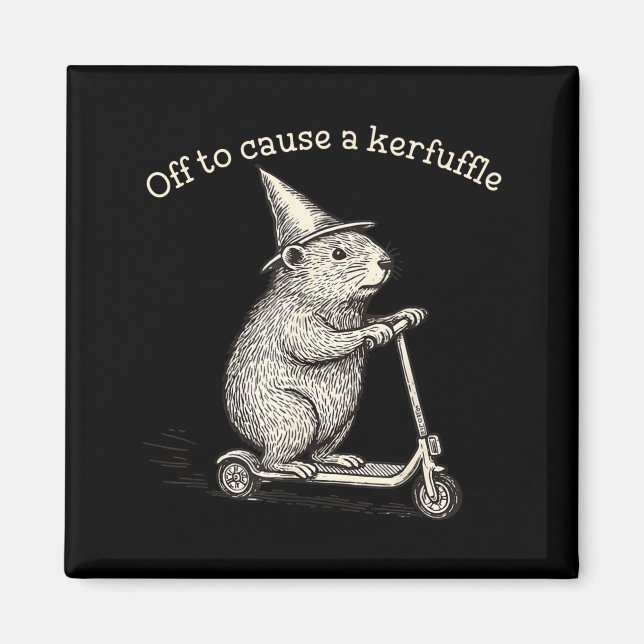 Off To Cause A Kerfuffle Funny Groundhog Scooter S Magnet (Front)