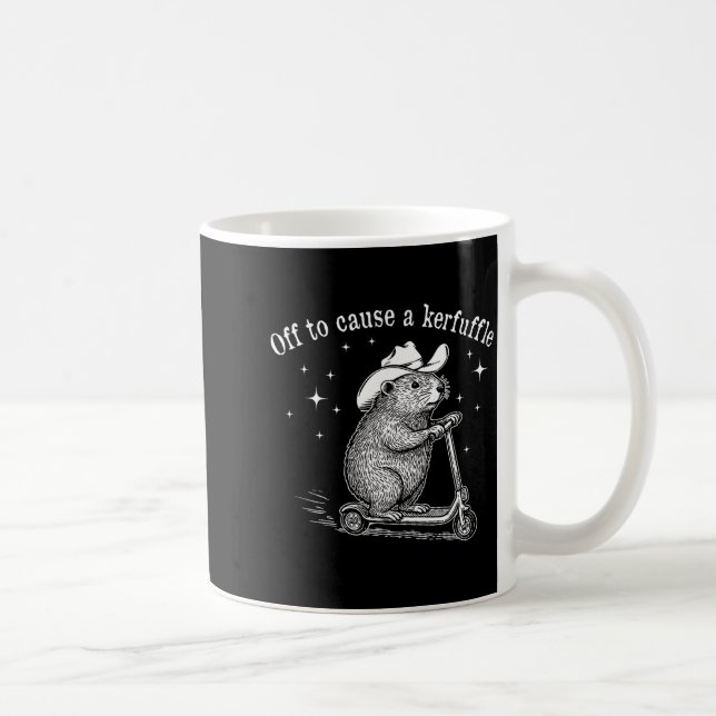Off To Cause A Kerfuffle Funny Groundhog Scooter V Coffee Mug (Right)